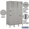 Salsbury Industries 4 Tier Metal Locker, 54"Wx78"Hx21"D, 12 Door, Gray, Unassembled 18-54361GY-U